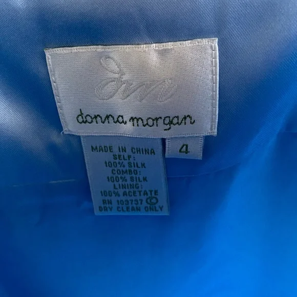 Vintage Donna Morgan Ombré 100% Silk MIDI Dress, Blue, Size 4. - Picture 6 of 8